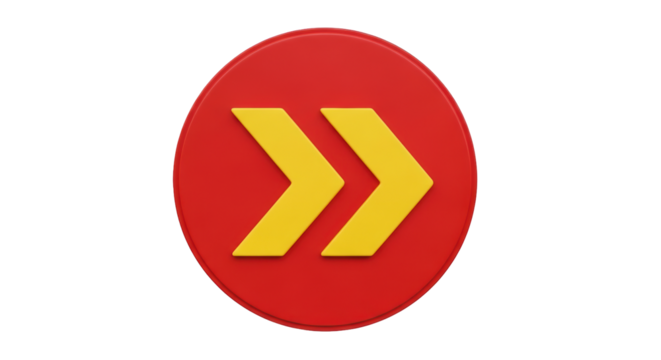 Isolated right chevron round button. Forward or fast-forward glossy vector design symbol