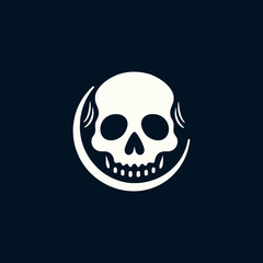 Skull Crescent Vector Design Haunting Aesthetic Emblem
