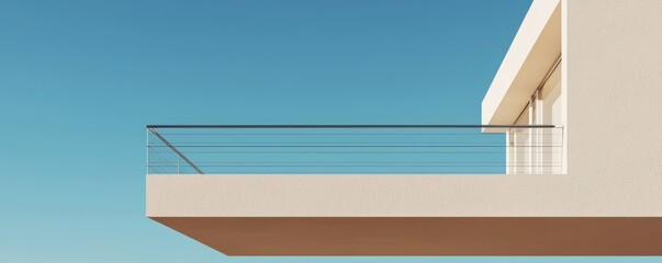Modern balcony design showcasing sleek lines and clear sky, perfect for contemporary decor.
