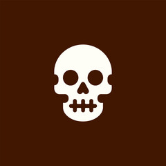 Minimalist Skull Icon on Brown Background for Halloween