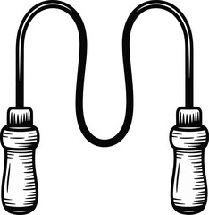Black and White Skipping Rope with Wooden Handles on White Background jump rope exercise