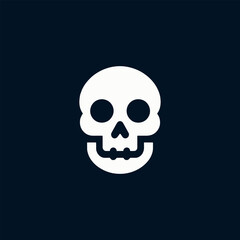 Spooky Skull Flat Vector Icon on a Dark