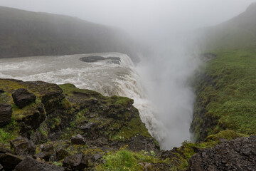 waterfall  Gullfoss and river Hvítá in Iceland
