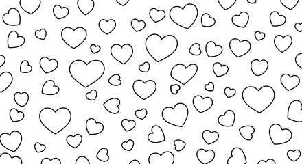 Seamless pattern of outline hearts, perfect for valentines day designs and backgrounds