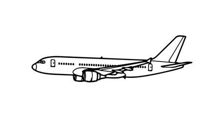 Commercial airplane illustration, showcasing a sleek design for travel and aviation themes