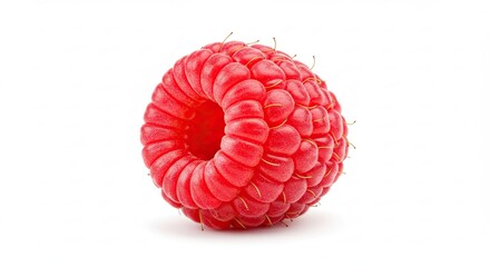 Single Ripe Raspberry Isolated on a White Background.