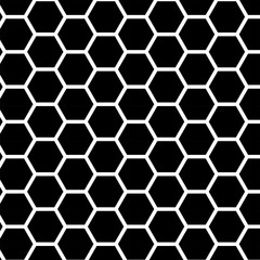 Black and white Honeycomb or hexagonal seamless vector pattern design