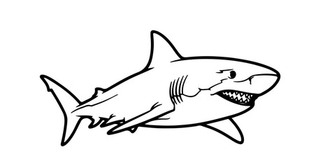 Fototapeta premium Illustration of a great white shark with sharp teeth, a powerful predator