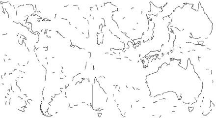 World map outline, a geographical representation of earths continents and oceans
