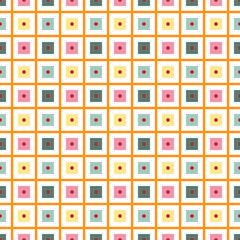 Checkerboard tartan style retro groovy background with pastel tones seamless pattern