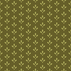 Hand drawn geometric Seamless pattern with floral leaves in soft pastel autumn colors for textile