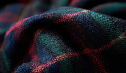 Close-up of a draped plaid fabric