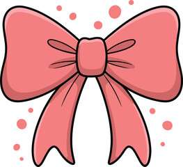 Pink Bow With Pink Dots On White Background ribbon decorative