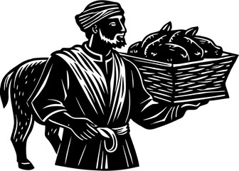 Man Carrying Qurbani Meat Silhouette, Islamic Festival Celebration SVG, PNG