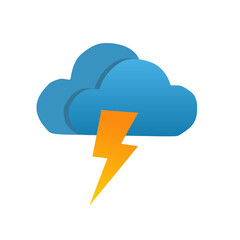 Simple Gradient Weather Cloud with Lightning Bolt Forecast Illustration