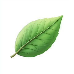 Fototapeta premium Vibrant green leaf, detailed veins, isolated on white