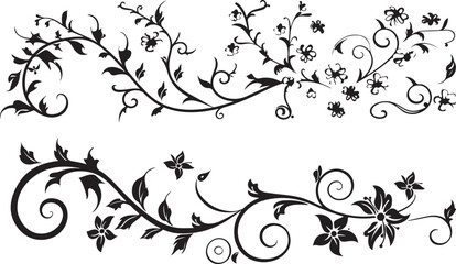 Floral Decoration Elements Silhouette Bundle