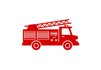 Bold red fire truck with ladder and lights, perfect for emergency services and safety campaigns.