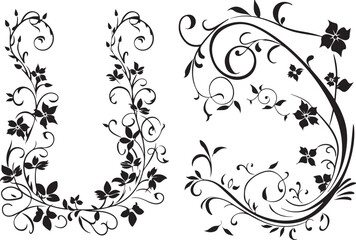 Floral Decoration Elements Silhouette Bundle