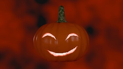 Pumpkin Jack laughs on the red smoke background