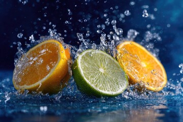 Citrus fruits in water splash (1)
