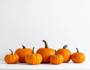 Aesthetic Pumpkin Collection on White Background

