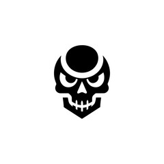 Menacing Skull Emblem with Crescent Moon Motif