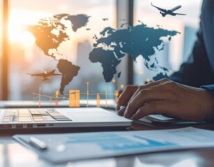 business man working on laptop Global Business Growth & Strategy