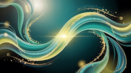 Abstract teal and gold wave background design for desktop and presentation