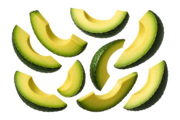 Ripe avocado slices.