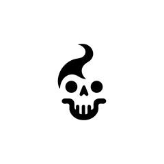 Cartoon Skull with Rockabilly Hair Style Vector Illustration