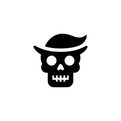Skull Wearing a Hat Vector Icon Design