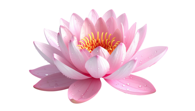 Pink Lotus Flower floats on transparent background. Perfect for graphic design, branding, and web design. - Powered by Adobe
