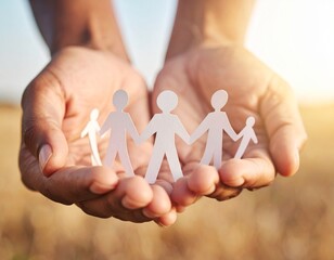 Holding a Paper Chain of People on the hand 