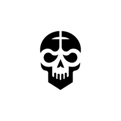 Bold Monochromatic Skull Symbol with Unique Cross Design