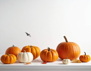 Aesthetic Pumpkin Collection on White Background

