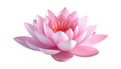 Pink Lotus flower has transparent background in PNG format, product photography.