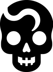 Rockabilly Skull Silhouette with Pompadour Hairstyle Vector Illustration