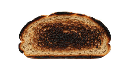 Artistic close-up of burnt toast reveals interesting textures and dark coloration against black