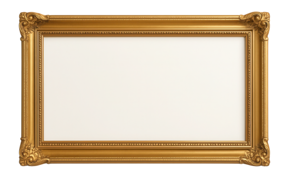Retro horizontal golden picture frame.