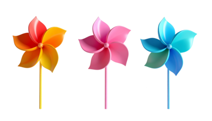 Colorful Toy Pinwheel Variety Set, isolated on transparent background