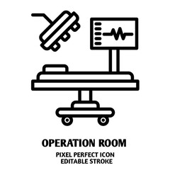 Operation room  editable stroke outline icon isolated on white background flat vector illustration, black outline, Pixel perfect
