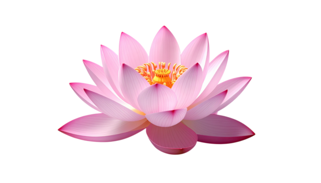Pink lotus blossoms with soft light for design, yoga, branding and posters. Transparent background and PNG ready.