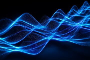 Obraz premium A mesmerizing abstract design of blue laser light streaks, creating a dynamic and futuristic background with glowing lines and vibrant energy.