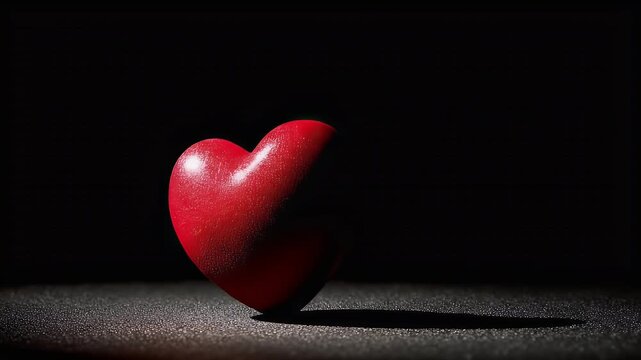 Red heart on dark background