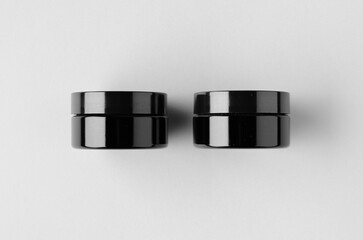 Black glass cream jar packaging mockup