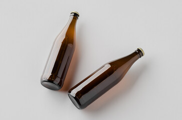 Beer bottle mockup, amber glass