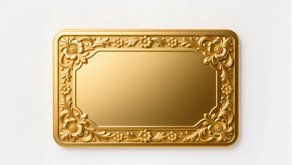 Elegant golden decorative plaque with intricate floral design