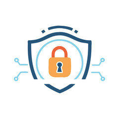 Obraz premium Cybersecurity shield lock icon for digital security protection and data safety