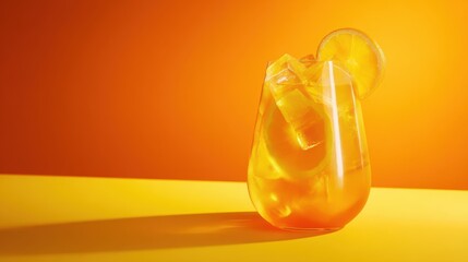 The refreshing orange cocktail with ice and slice garnishing the glass.